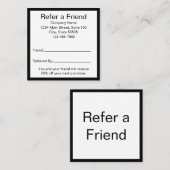 Carte De Référencement Référez un ami Modèle d'affaires noir et blanc (Devant / Derrière)