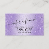 Carte De Référencement Référez un ami - Parties scintillant de lavande vi (Devant)