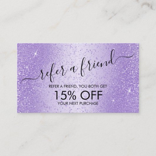 Carte De Référencement Référez un ami - Parties scintillant de lavande vi (Devant)