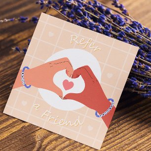 Carte De Référencement Référez Un Ami Rose Coeur Mains Illustration