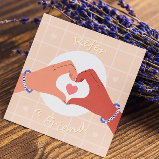 Carte De Référencement Référez Un Ami Rose Coeur Mains Illustration