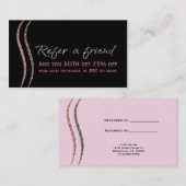 Carte De Référencement RÉFÉREZ UNE AMIE Parties scintillant noire Gold &  (Devant / Derrière)