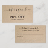 Carte De Référencement Référez-vous à un script élégant Brown rustique (Devant / Derrière)