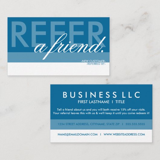 Carte De Référencement référez-vous un ami recouvert (Devant / Derrière)