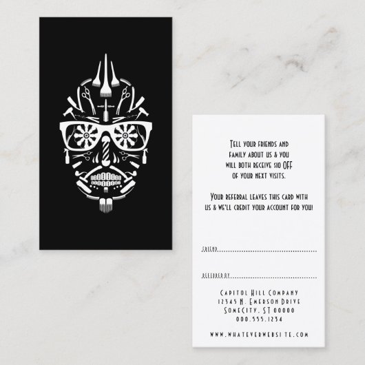 Carte De Référencement référez-vous un calavera de punk de coiffeur d'ami (Devant / Derrière)