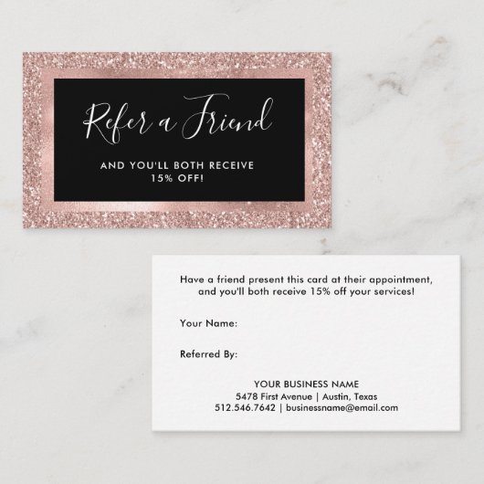 Carte De Référencement Regard et noir roses de parties scintillantes d'or (Devant / Derrière)