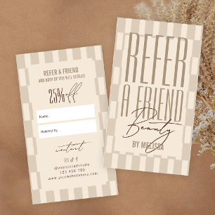 Carte De Référencement Remise pour Parrainage Rétro Neutre Beige Groovy