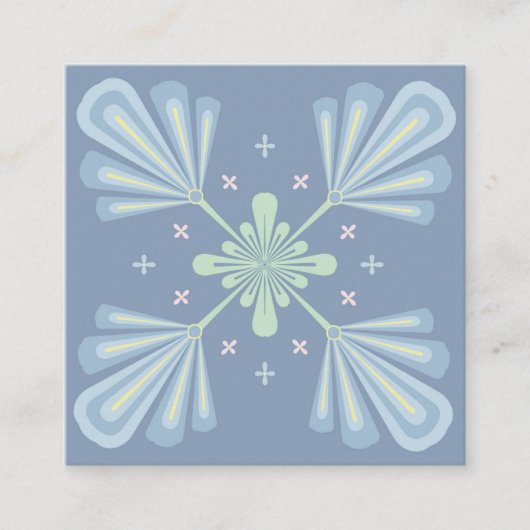 Carte De Référencement Répétition abstraite florale bleu pastel (Devant)