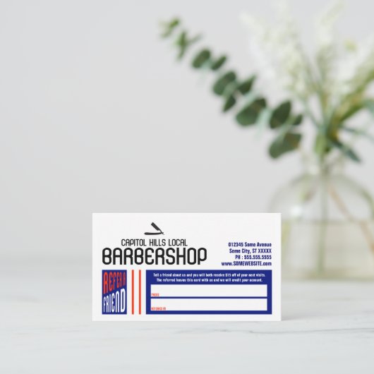 Carte De Référencement rétro barbershop référer un ami (Debout devant)