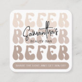 Carte De Référencement Retro Beige Référer un ami Moderne Logo Lash Salon (Devant)