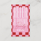 Carte De Référencement Retro Pink & Red Groovy Refer a Friend Spa Salon (Devant)