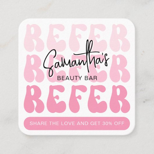 Carte De Référencement Retro Rose Référer un ami Moderne Logo Lash Salon (Devant)