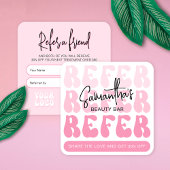 Carte De Référencement Retro Rose Référer un ami Moderne Logo Lash Salon