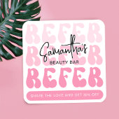Carte De Référencement Retro Rose Référer un ami Moderne Logo Lash Salon