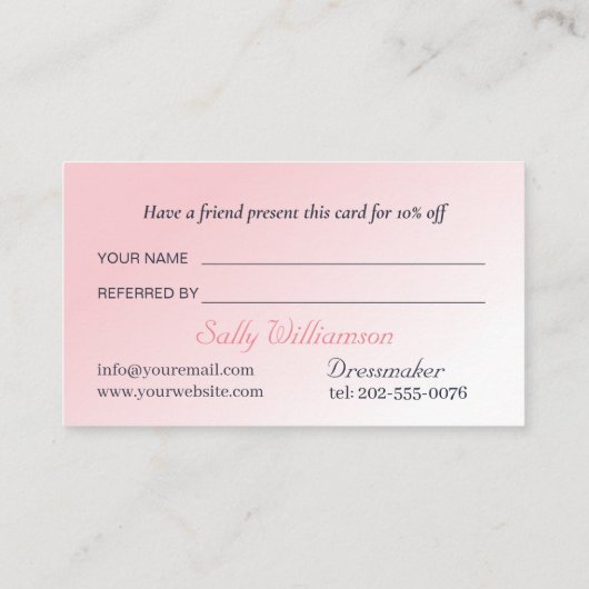 Carte De Référencement Robe nuptiale Altérations rose (Dos)