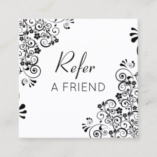 Carte De Référencement Rois de fleurs noires et blanches Référez un ami