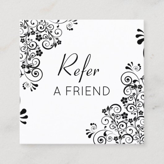 Carte De Référencement Rois de fleurs noires et blanches Référez un ami (Devant)