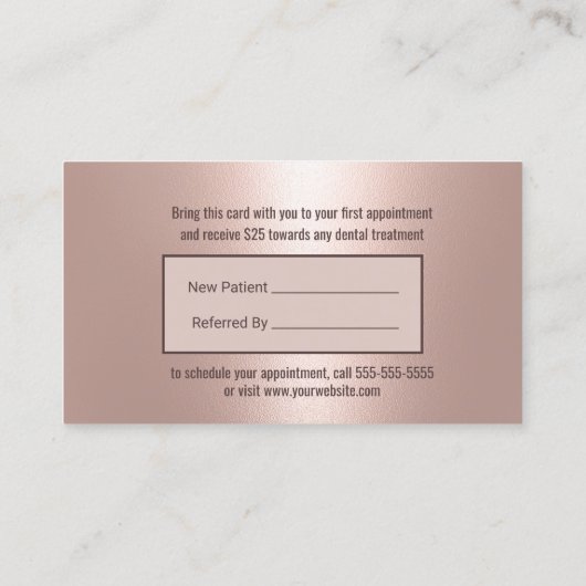 Carte De Référencement Rorose Gold Dentist Share a Smile (Dos)