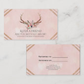 Carte De Référencement Rose Blush rose Floral Antlers Glam recommander un (Devant / Derrière)