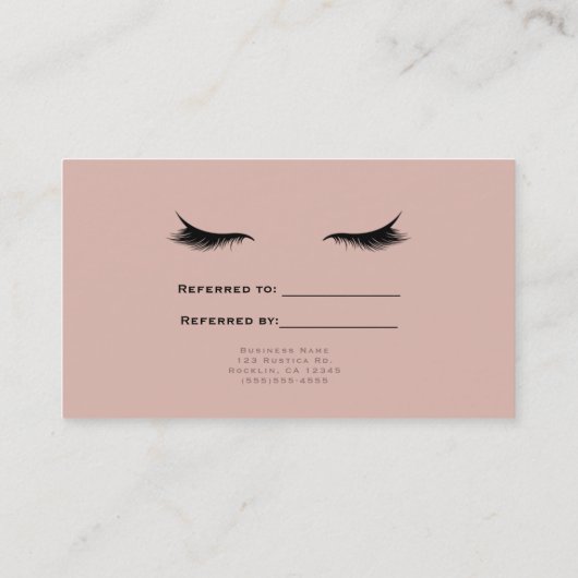 Carte De Référencement Rose Blush & Rose Gold Eyelashes à un ami (Dos)