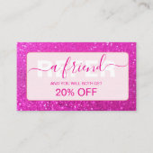 Carte De Référencement Rose Chaud Pailleté Esthétique Épurée (Devant)