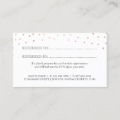 Carte De Référencement Rose Gold Confetti recommander un ami (Dos)