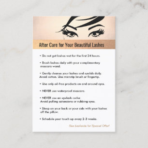 Carte De Référencement Rose Gold Eyelash Extensions post-soins aiguillage