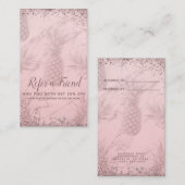 Carte De Référencement Rose Gold Glitter Ananas Parrainez un Ami (Devant / Derrière)