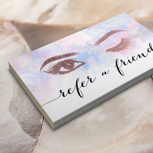 Carte De Référencement Rose Gold Lashes Maquillage Artiste Aquarelle Réfé