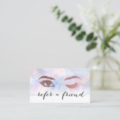 Carte De Référencement Rose Gold Lashes Maquillage Artiste Aquarelle Réfé (Debout devant)