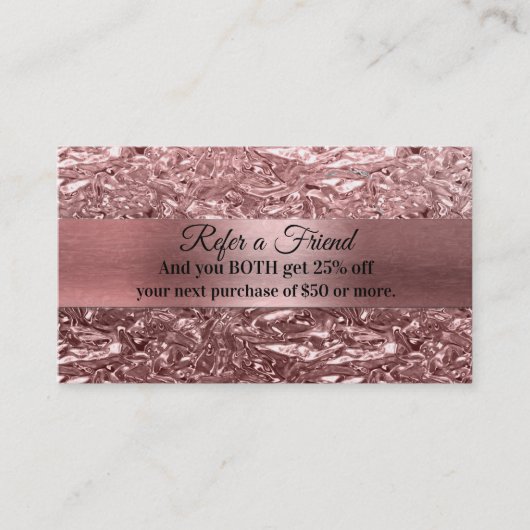 Carte De Référencement Rose Gold Liquid Chrome Metallic Rediriger un ami (Devant)