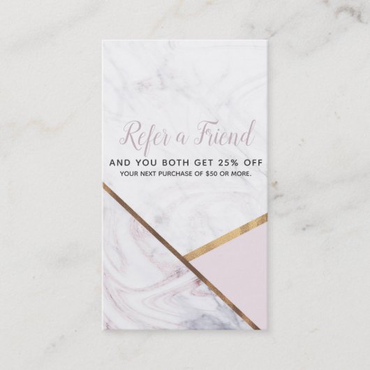 Carte De Référencement Rose Gold Marble Swirl & Blush Pink aiguiser un am (Devant)