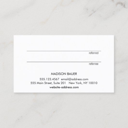 Carte De Référencement Rose Gold Noir client aiguillage Moderne Grilles (Dos)