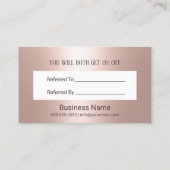 Carte De Référencement Rose Gold Parties scintillant Lux Typographie Salo (Dos)