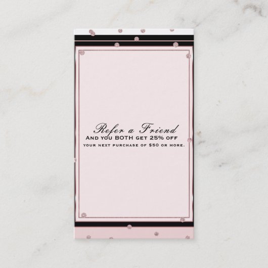 Carte De Référencement Rose Gold Rose Pâle Élégant Moderne Recommander un (Devant)