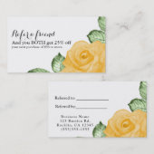 Carte De Référencement Rose jaune chic élégant floral recommander un ami (Devant / Derrière)