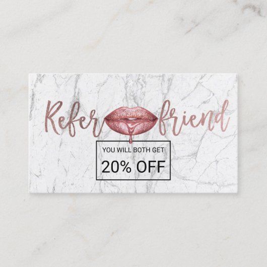 Carte De Référencement Rose Lèvres à goutte d'or Maquillage Artiste aigui (Devant)