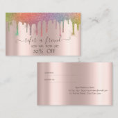 Carte De Référencement Rose professionnel de Parties scintillant arc-en-c (Devant / Derrière)