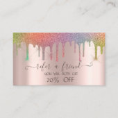 Carte De Référencement Rose professionnel de Parties scintillant arc-en-c (Devant)