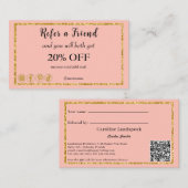 Carte De Référencement Rose rose rose et QR Code, recommander un ami (Devant / Derrière)