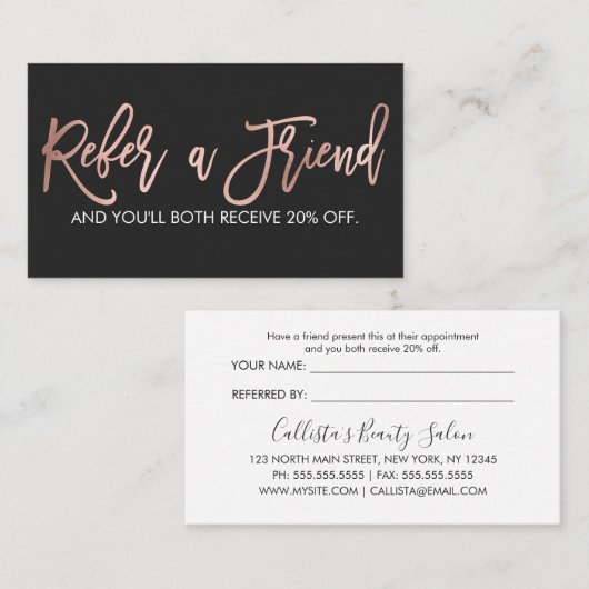 Carte De Référencement Rose simple Gold Moderne Typographie Noir Blanc (Devant / Derrière)