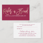 Carte De Référencement Rose simple Or Typographie moderne rose foncé (Devant / Derrière)