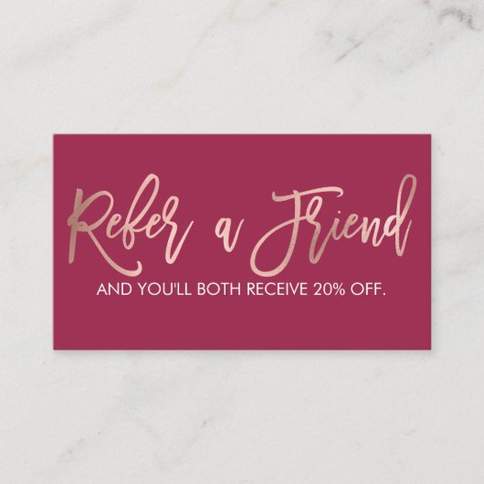 Carte De Référencement Rose simple Or Typographie moderne rose foncé (Devant)