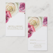 Carte De Référencement Roses aquarelle rose blanc floral recommander un a (Devant / Derrière)