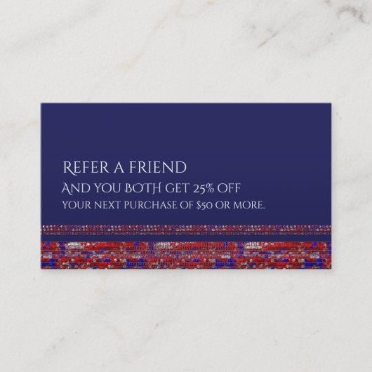 Carte De Référencement Rouge Blanc & Bleu Paillettes Parrainage (Devant)