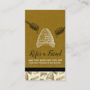 Carte De Référencement Ruche d'abeille à miel Vintage Bio Parrainage