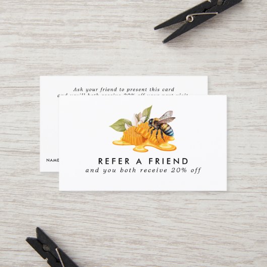 Carte De Référencement Ruches élégantes avec abeille (Devant/Arrière en situation)