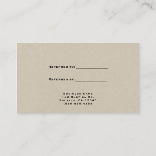 Carte De Référencement Rustic Kraft Brown Minimal Référer un ami (Dos)