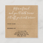 Carte De Référencement Rustic Kraft Simple Boho Signature Script (no tran (Dos)