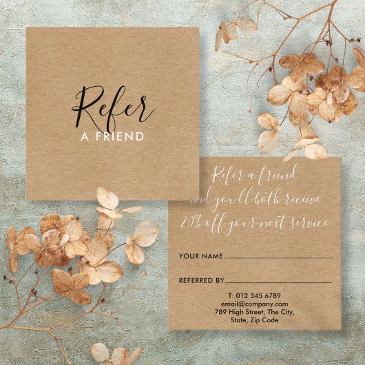 Carte De Référencement Rustic Kraft Simple Boho Signature Script (no tran